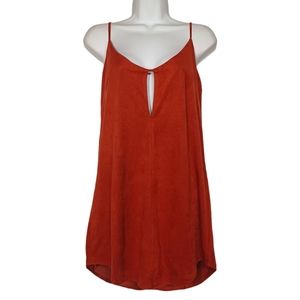 OLIVACEOUS Rust Orange Brown Faux Suede Keyhole Sleeveless Mini Dress Small